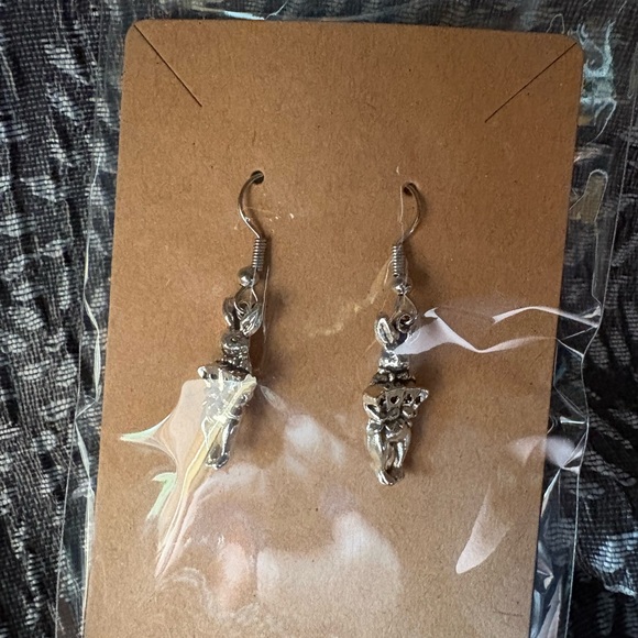 Silver Rabbit Dangle Earrings - Picture 2 of 4